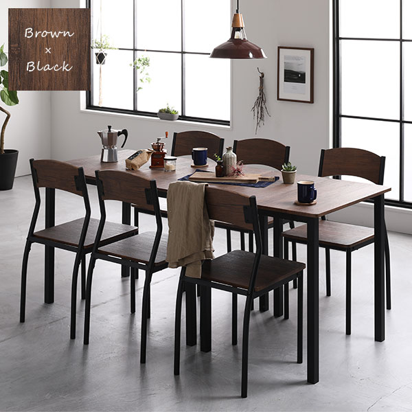 【ダイニング セット 8点 分割 テーブル 幅180cm チェア 6脚 ナチュラル×ホワイト】 モダン シンプル 北欧 木製 スチール デザイン 6人掛け 組立品 [2]