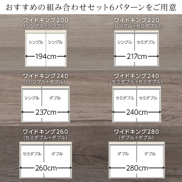 ベッド ワイドキング280(D+D) ボンネルコイルマットレス付き グレージュ 2台セット...