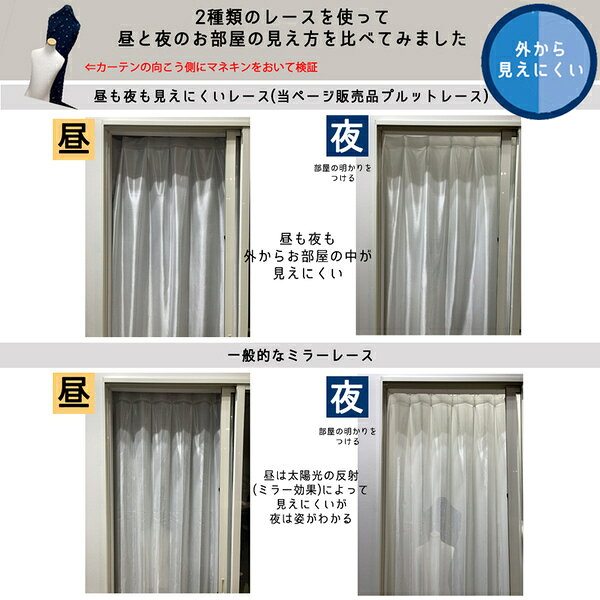 レース カーテン 約 幅200 cm×丈176cm ホワイト 1枚 UVカット 洗える 省エネ 遮熱 保温 遮像 日本製 プルット [3]