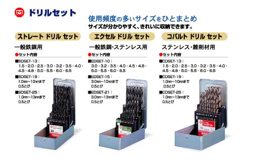 ストレートドリルセット 【19本組】 マーベル SDSET-19 (代引不可)