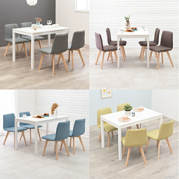 ダイニング 5点セット テーブル 110×70cm ホワイト×1 チェア ブラウン×4 木製 組立品 リビング キッチン リビング (代引不可) [3]