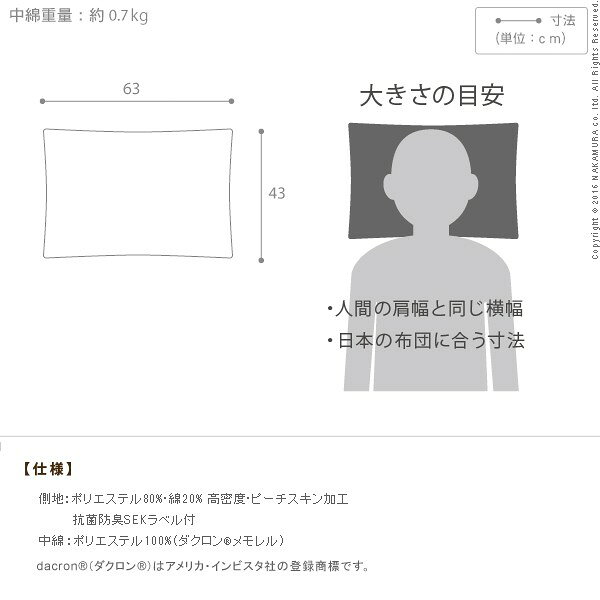 枕 低反発 リッチホワイト寝具シリーズ 新触感サポート枕 63x43cm 洗える(代引不可)【送料無料】 [3]
