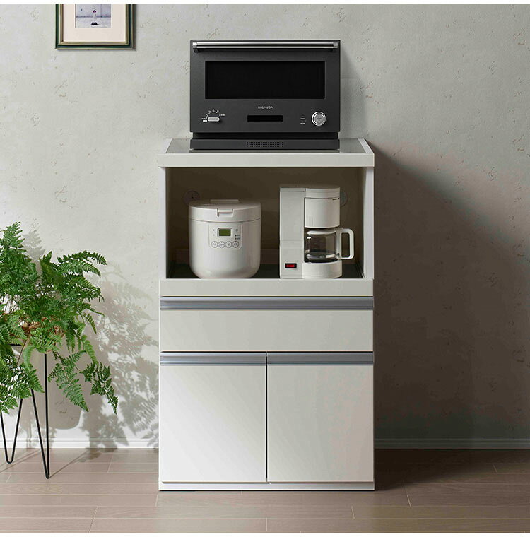 フナモコ キッチンカウンター STW-600 スーパーホワイト ホワイト キッチンカウンター 炊飯器 電子レンジ レンジ キッチン収納 キッチンボード 幅60 高さ94cm(代引不可)【送料無料】 [2]