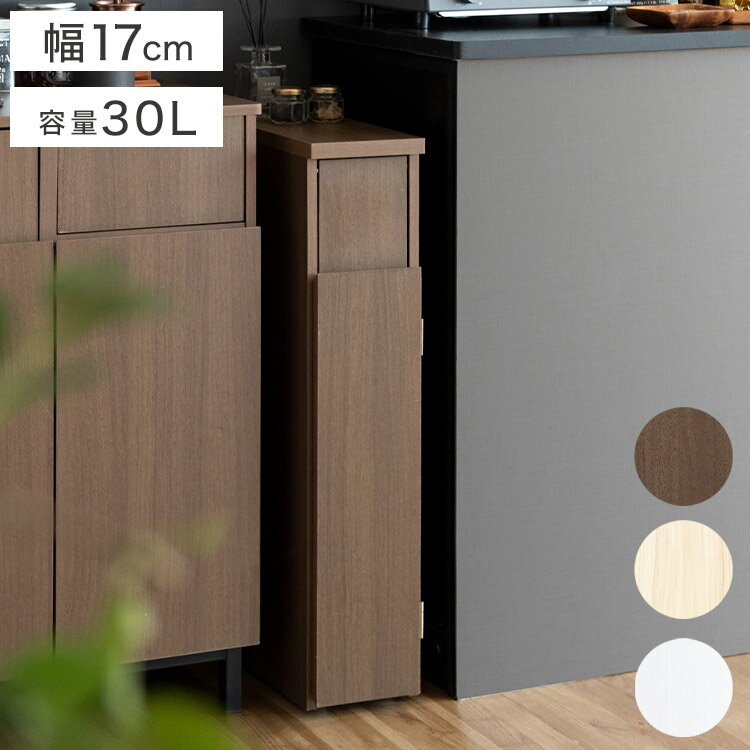 ゴミ箱 スリムダストボックス 幅17cm Santia サンティア プッシュ式 30リットル ワンプッシュ キッチンペール スリムデザイン ごみばこ 木目調(代引不可)【送料無料】
