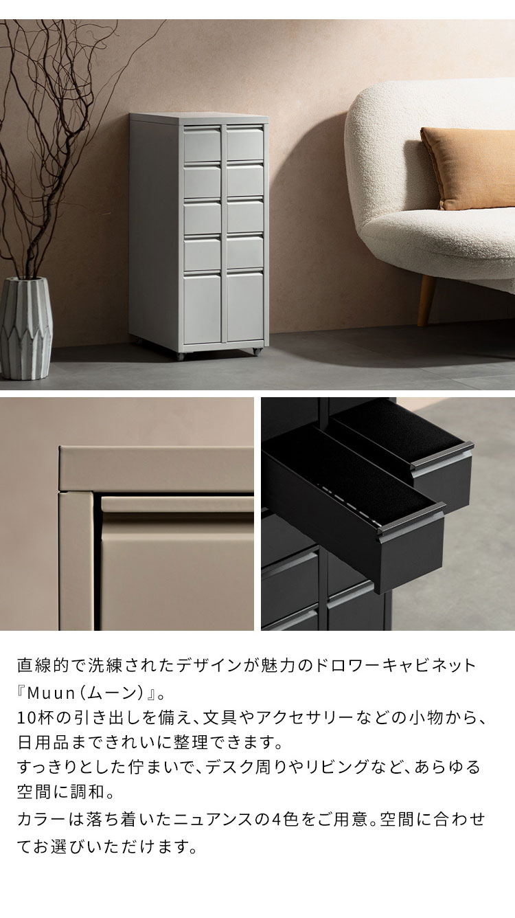 ドロワーキャビネット Muun ムーン 幅28cm 高さ69cm 奥行41cm 10杯 収納ボックス ...