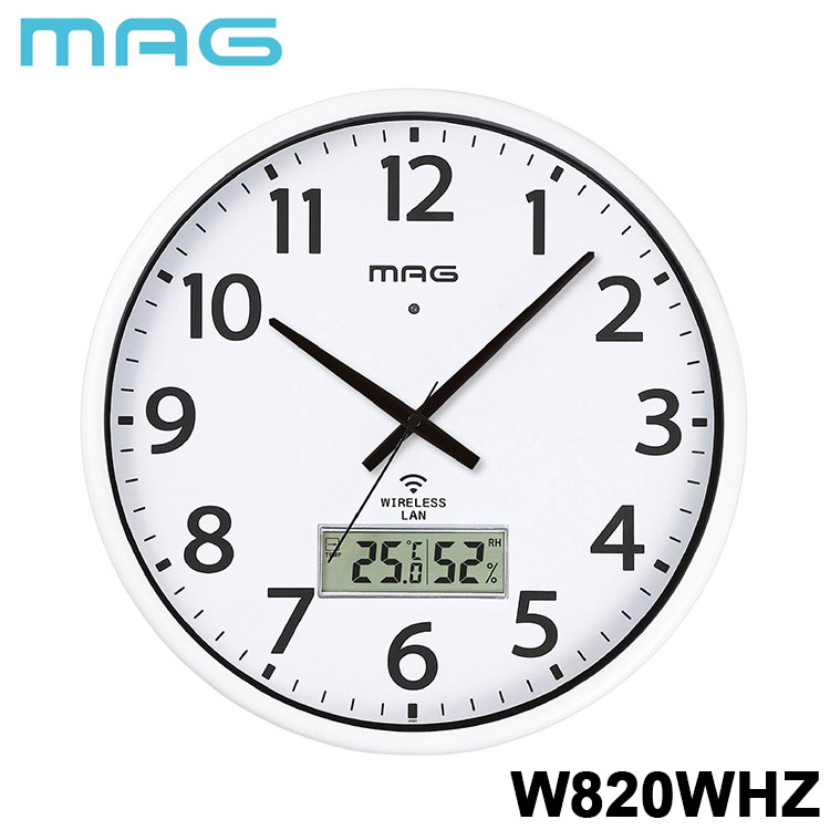 MAG マグ 掛け時計 壁掛け時計 Wi-Fiと接続 無線LAN アナログ時計 直径36.8cm 温度計 湿度計 温湿度計 ..