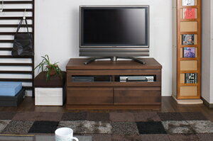 完成品 アルダー材 テレビボード 天然木 日本製 木目調 木製 天然木 ダークブラウン 茶 幅101 コンパクト スリム おしゃれ ヴィンテージ 国産【送料無料】