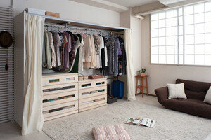 カーテン付きクロ-ゼットロッカー（ワイド゛タイプ） ホワイト色【送料無料】