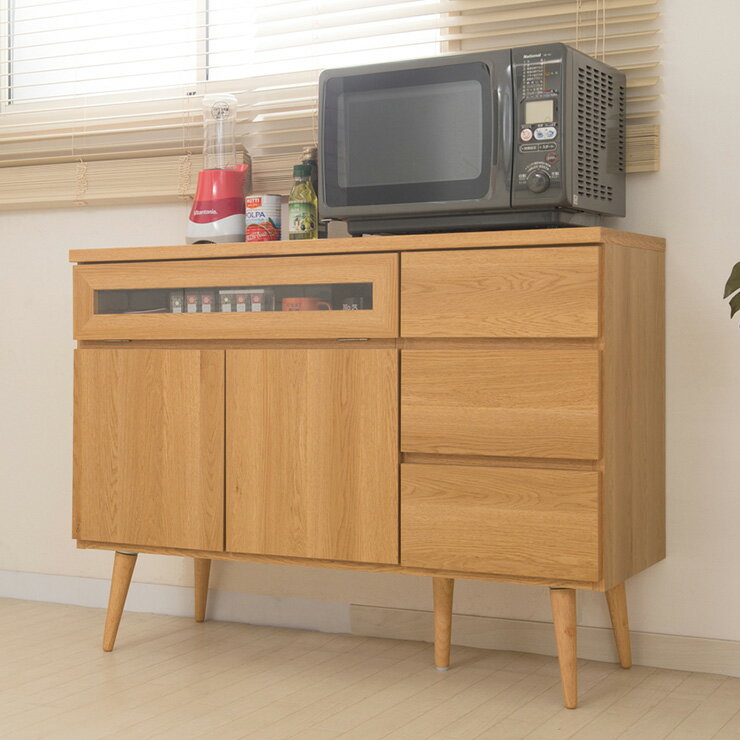 日本製 キッチンカウンター 幅110cm ナチュラル 家電型タイプ 完成品 組み立て不要...