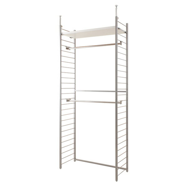 日本製 つっぱり 壁面 間仕切り ワードローブ 幅90 背板無し ホワイト 仕切り 突っ張り ハンガーラック オープンラック 国産 おしゃれ ワイド(代引不可)【送料無料】