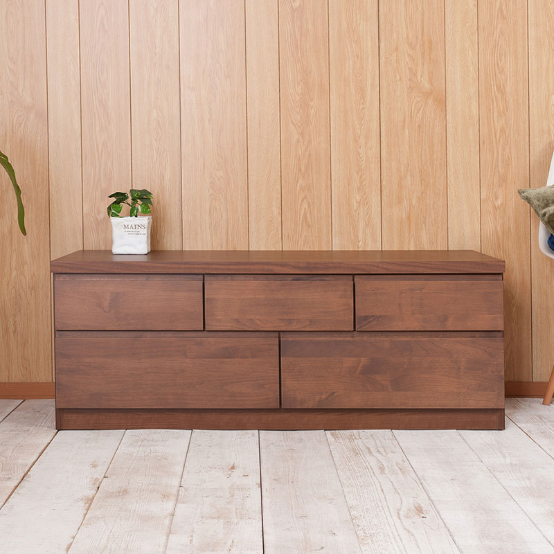 国産 完成品 天然木 アルダー材 無垢板 幅120 2段 ベンチチェスト タンス たんす 二段 おしゃれ ロータイプ 北欧 ダークブラウン 木製(代引不可)【送料無料】