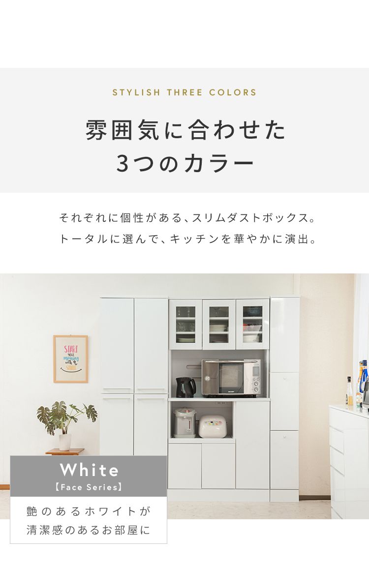 Face ダストボックス 28L 幅25cm スリム 2分割 分別 フラップ式 可動棚 収納 鏡面仕上げ シンプル ホワイト 白 おしゃれ モダン すっきり 省スペース コンパクト ゴミ箱 隙間収納 キッチン収納(代引不可)【送料無料】 [2]