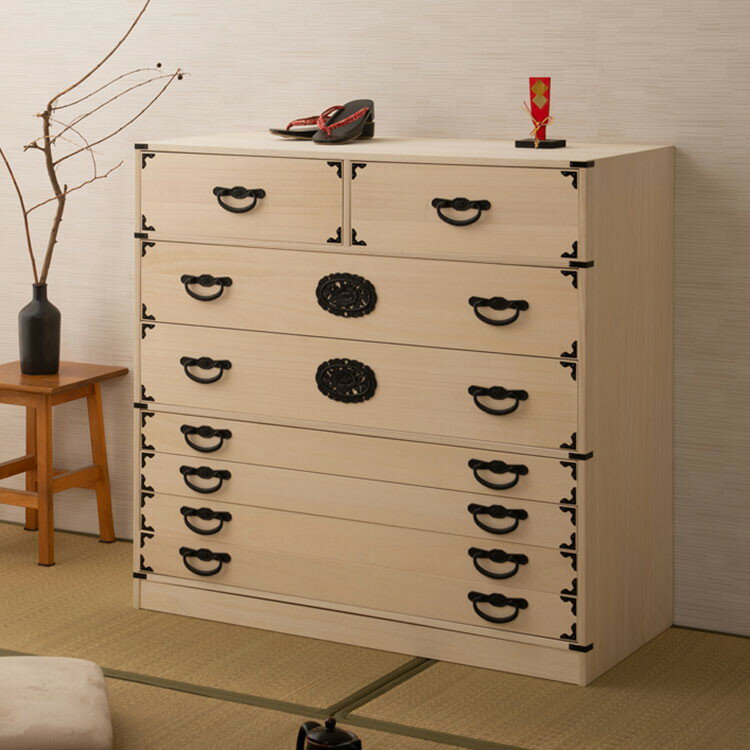 室町 桐箪笥 7段 幅100 高さ96 白木 和ダンス 和タンス 和箪笥 着物用 日本製 引き出し 保管 クローゼット チェスト 桐タンス 桐衣装箱 着物用 天然木 収納ケース 防湿 防虫 和室 箪笥 新生活(代引不可)【送料無料】(3)