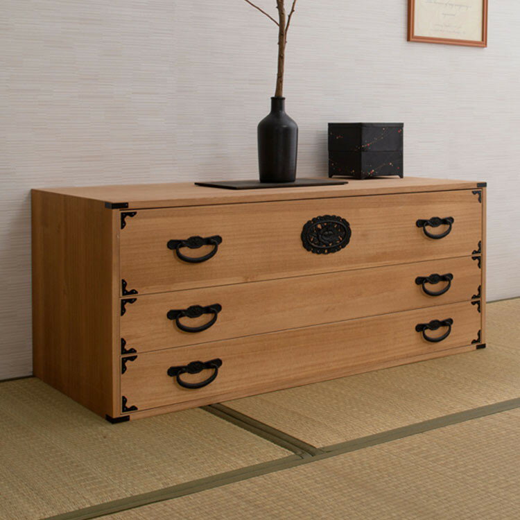 室町 桐箪笥 3段 幅100 高さ43 ナチュ�