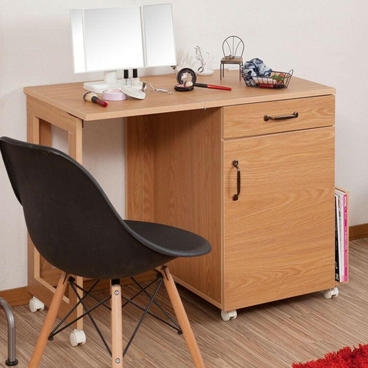 Hime ネイルテーブルワゴン ナチュラル 折りたたみ式 引出し付き ネイルサロン デスク テーブル 机 ワークデスク フレンチカントリー お洒落 おしゃれ キャスター付 ネイルワゴン(代引不可)【送料無料】