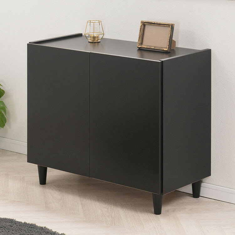 SHADOW 脚付きブラックキャビネット 幅80 日本製 木製 収納棚 収納 棚 ラック 扉付き ローボード 本棚 サイドボード ディスプレイラック サイドボード ルーター収納 レコードラック(代引不可)【送料無料】