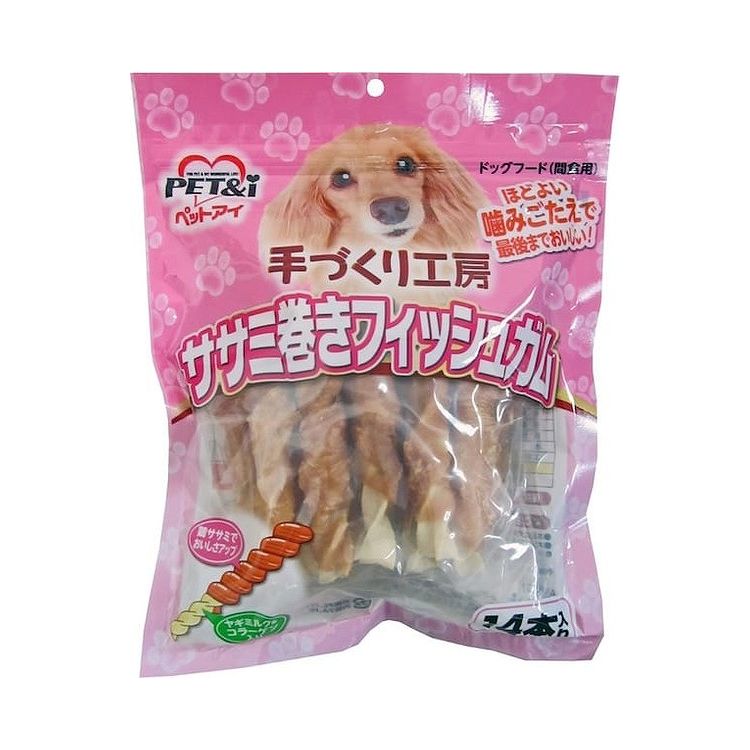 Flake Shape - ペットアイ 手づくり工房 ササミ巻きフィッシュガム14本 ペットフード おやつ