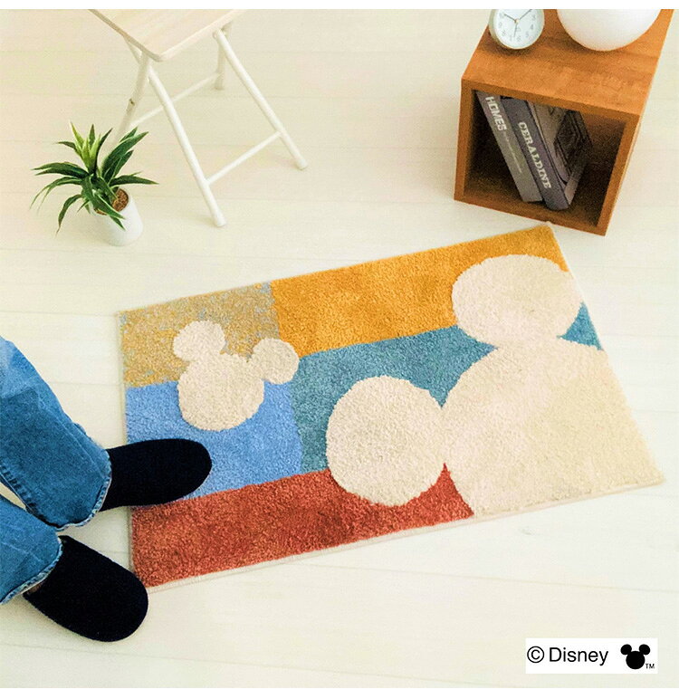 ディズニー 玄関マット 85×55cm ミッキー モノトーン マルチカラー