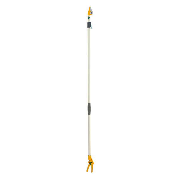 商品サイズ：幅9×奥行4.3×高さ178.5cm860g材質：刃＝アンビル刃（本刃＝フッ素樹脂）ポール：アルミポール。アルミパイプ、スポンジ、グラスファイバー樹脂原産国：中国完成品『注意事項』柿・樫など堅い樹木によっては切断直径が異なります。その他機能＝キャッチ機能付き・スライド式スポンジグリップ超軽量なので女性・お年寄りの方にもラクラク使っていただけます。アンビル刃で最大切断径(直径)14mmまでカットできます。超軽量860gで枝切リ、果実採りに最適です。1kgをきる超軽量！女性・お年寄りの方にもラクラク！従来の強度を保ったまま全ての部品をコンパクト化し、構造を改良することで1kgを切る重量860gの超軽量を実現しました。伸縮性能に妥協はありません。1.8m〜最大3メートルまで伸ばすことのできるポール部分はロックを押さえて引っ張るだけで13段階の長さが選択でき、高い樹木でも簡単に調節・剪定することができます。カットした枝は可動式キャッチ機構で落としません。切るのはいいけど、その後木の枝の下を掻き分けて枝を掃除する手間もけっこうなものです。枝を1カ所に集めておくことができ、掃除の手間をはぶけます。刃は「アンビル刃」という形状で包丁とまな板の原理で切断します。14ミリまでの太さの枝はラクに切断可能で切れ味抜群です。スライド式のスポンジグリップで使いやすい位置調節が可能です。また、枝の太さに合わせて、刃の開く角度を2段階に調節でき、素早く剪定ができます。【代引きについて】こちらの商品は、代引きでの出荷は受け付けておりません。【送料について】北海道、沖縄、離島は送料を頂きます。ムサシ ポールスリム アンビル刃2段式3段式