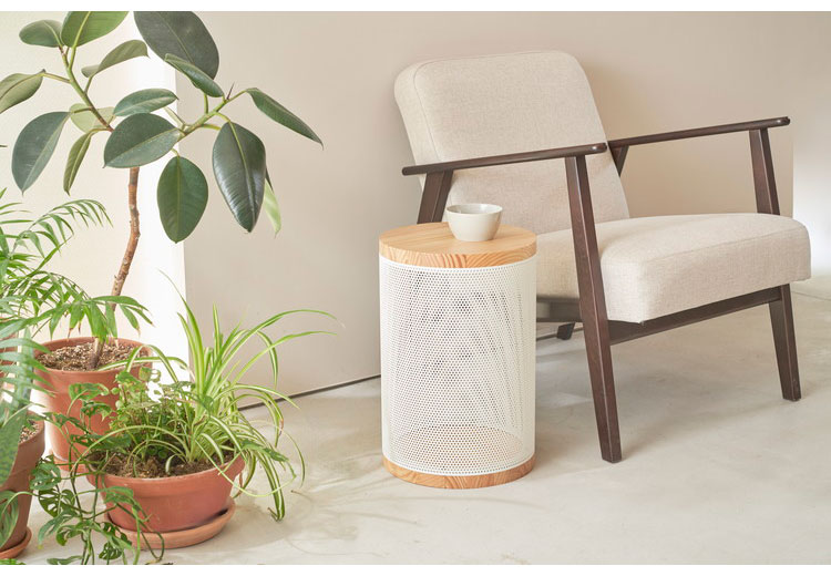 収納スツール 耐荷重100kg スチール×天然木 幅30cm 見えるメッシュ式 サイドテーブル 収納付き スツール 椅子 イス チェア 北欧 モダン おしゃれ(代引不可)【送料無料】 [2]