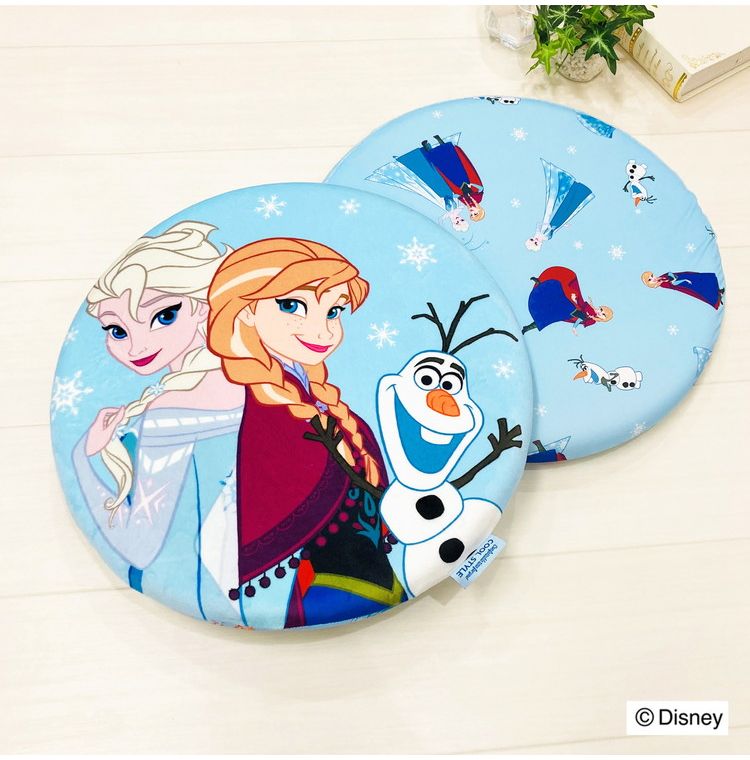 冷感シートクッション アナと雪の女王 円形 クッション マイクロ生地 ふんわり 通年使用可 接触冷感シリーズ ディズニー かわいい おしゃれ プレゼント ギフト 座布団 アナ エルサ オラフ(代引不可)【送料無料】 [3]