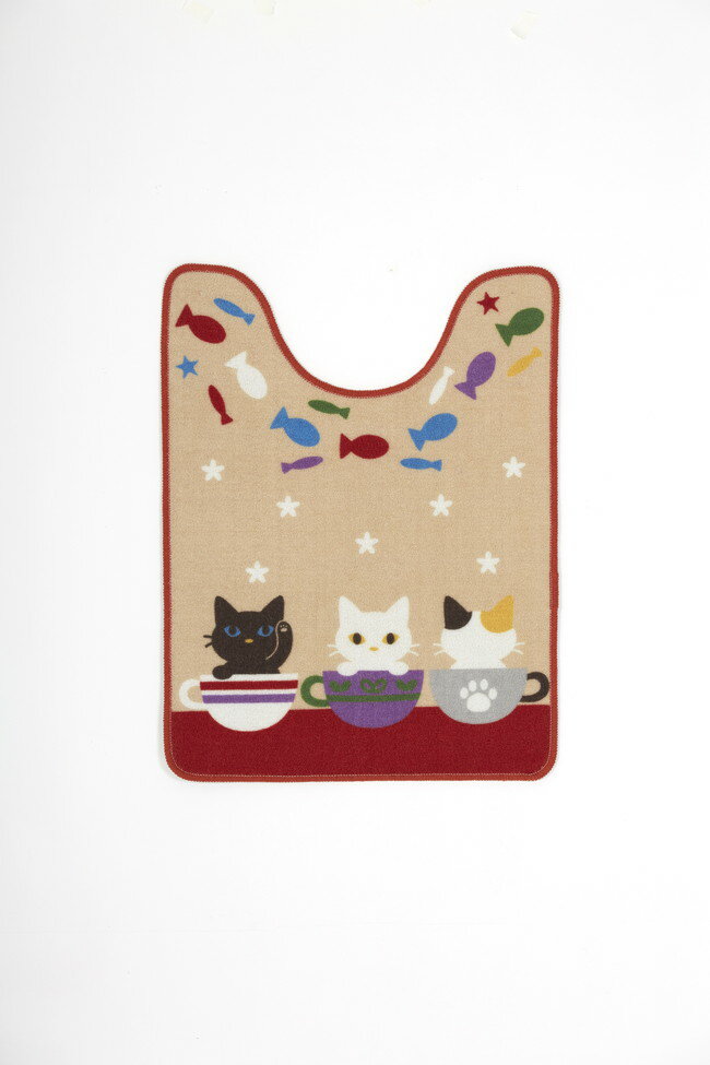 ロングトイレマット子猫フレンズ80x60cm マット 敷き物 敷物 かわいい(代引不可)