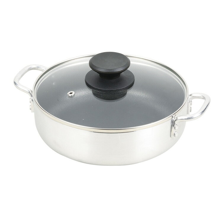 Ih Compatible - テーブルトップ ガラス蓋付卓上鍋 料理 クッキング 20cm 内面ダイヤモンドコート HB-4707