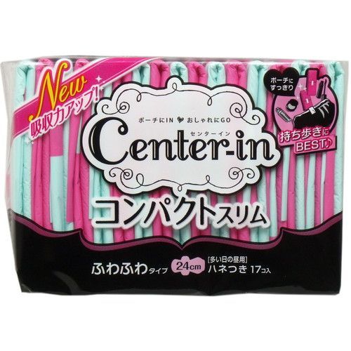 【18個セット】 センターイン コンパクトスリム ふわふわタイプ 多い日の昼用 ハネつき 17コ入 生理用ナプキン 多い日の昼用【送料無料】