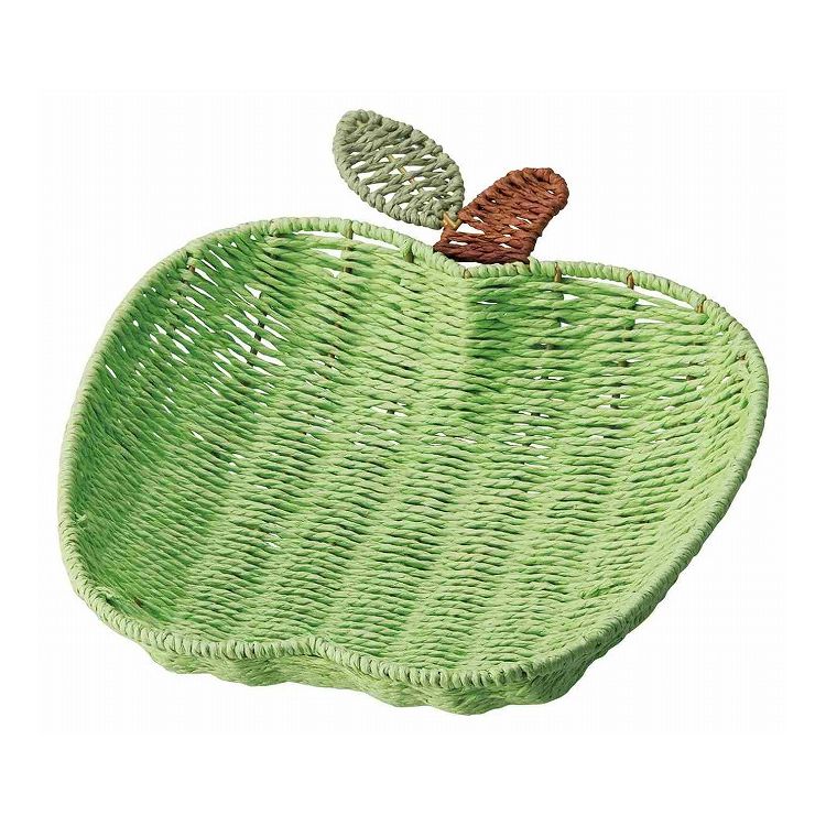 リンゴ型のバスケット。小物入れやお菓子入れなど、様々な用途に使用できる。インテリアとしても使える。一つ一つ手で作られた製品ですので、形やサイズ・ゆがみなど、若干の個体差がある。同じ商品でも色目が違う場合がある。1個あたりサイズ（約）幅26×...