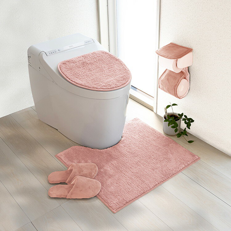ルックス コクーン トイレマット 55×60cm ピンク 洗える トイレ マット 足元 滑り止め 冷え防止 洗濯OK(代引不可)【送料無料】
