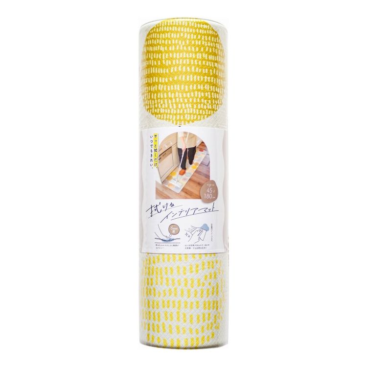 オカトー 拭けるインテリアマット 45×180cm ドットベッドサイド 洗面台 玄関マット かわいい お手入れ..