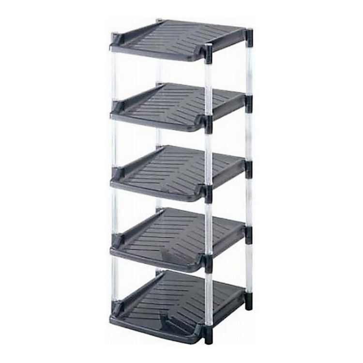 平和工業 クリスタルシューズラック 5段 グレイ約5足分!スリッパラックとしても(代引不可)【送料無料】