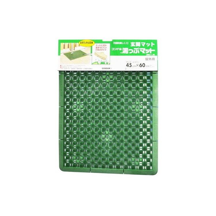 細かい泥から荒い泥まで、しっかりかき取る玄関マット。芝毛とブレードのダブルパワーでこびりついた泥汚れをしっかり落とし、玄関まわりを美しく保ちます。穴あきタイプなので、マットに泥が溜まりにくく汚れが目立ちにくい。耐摩耗性に優れたEVA樹脂を使用。丈夫なので長くお使いいただけます。サイズ(約)縦45×横60×厚さ1.2cm材質:EVA樹脂【代引きについて】こちらの商品は、代引きでの出荷は受け付けておりません。【送料について】北海道、東北、九州は送料を頂きます。沖縄、離島は配送不可。