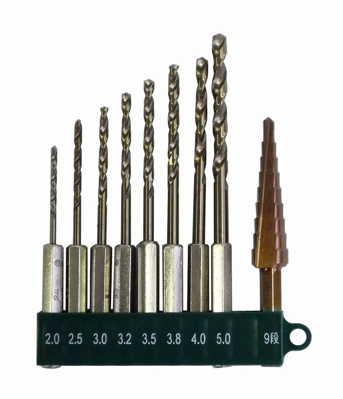 GREATTOOL グレイトツール 9pcs.ステンレス用ドリル&ステップドリル コバルトHSS鋼 GTCS-9