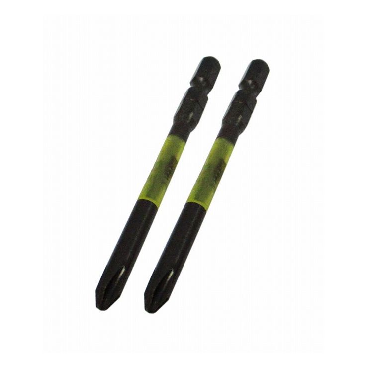 【商品詳細】段付タイプでネジ頭が見やすく狭い箇所での作業に向いてます。トーション部で衝撃を吸収します。先端が欠けに強く、カムアウトを抑制します。用途：ネジ締め、緩める際に入数：2本サイズ：＋2×82高硬度(最高硬度)：HRC62.5六角対辺：6.35mm仕様：段付タイプ仕様：マグネット付仕様：40V対応(18Vにも対応)仕様：高精度加工仕様：特殊熱処理仕上げ材質ビット：クロームモリブデンバナジウム鋼日本【送料について】北海道、沖縄、離島は送料を頂きます。