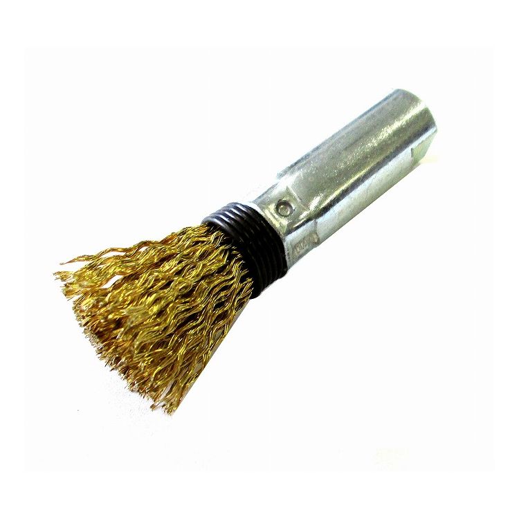 【商品特長】【製品サイズ(mm)】・長さ70・幅20・高さ20【材質】線：より線【仕様】用途：一般金属の研磨、サビ取り作業により線：0.25mmネジ径：M10x1.5対象工具：グラインダー最高使用回転数：12,000R.P.M注意1：カバー付グラインダーをご使用ください。ブラシは、使用本体にしっかりと取り付けてください。注意2：ブラシに異常がある際は、作業を中止し、使用しないでください。回転中のブラシに、手や足、指などを触れないでください。注意3：ブラシに必要以上の加圧を掛けますと、線折れの原因となり大変危険です。注意4：ブラシは、お子様の手の届かない、湿気の少ない所で保管をしてください。一般金属の研磨や、サビ取り用のベベルブラシです。グラインダーに取り付け、作業が可能です。【送料について】北海道、沖縄、離島は送料を頂きます。