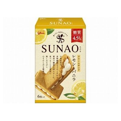 【7個セット】 グリコ SUNAO クリームサンド レモン&バニラ 6枚 x7(代引不可)【ポイント10倍】