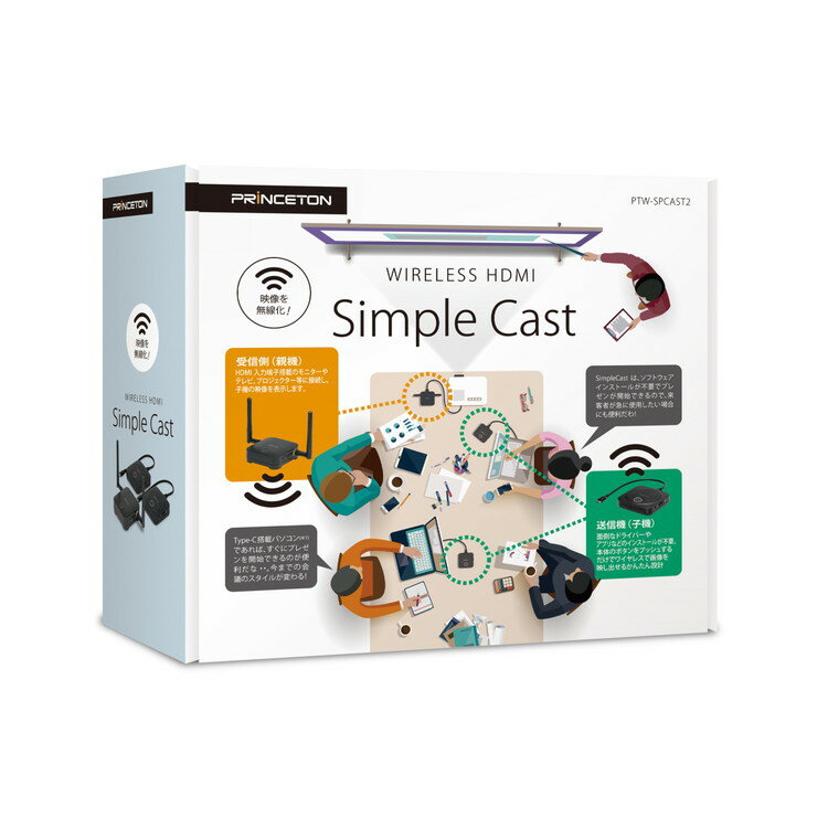 プリンストン ワイヤレスプレゼンテーション Simple Cast2【受信機×1台+送信機USB Type-C×2台セット】PTW-SPCAST2【ポイント10倍】【送料無料】 3