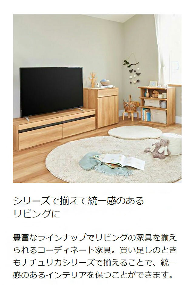 白井産業 キャビネット 幅60cm 高72cm 扉付 引出付き リビング サイドボード ナチュリカ リビング 家具 インテリア(代引不可)【送料無料】 [2]