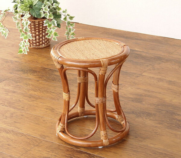 ラタン スツール HR(ブラウン) 籐家具 インテリア イス 椅子 チェア 籐 脱衣所 洗面所 玄関 キッチン 台所 アジアン 和風(代引不可)【送料無料】