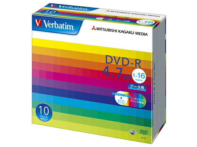 三菱化学メディア DVD-R(Data)4.7GB 5mmケース 10P インクジェットプリンタ対応(白) (DHR47JP10V1)(代引不可)