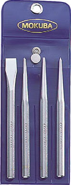 モクバ印 タガネセット(袋入り)4本組【A6-4】(ハンマー・刻印・ポンチ・タガネ)