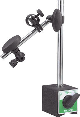 【メーカー型番】TMA-80【JANコード】4989999337013【ブランド】TRUSCO 　【特徴】●アジャスターで測定器などの保持方向を微調整できます。(微動範囲:2mm)【用途】●測定器の保持具として使用できます。【仕様】●吸着力(N):800●マグネット幅×奥行×高さ(mm):50×60×55●質量(kg):1.4●主柱:12×176mm●支柱:10×150mm●主柱取付ねじ:M8×1.25●測定器取付:6mm・8mm穴、耳付●マグネットホルダ台のみ品番:TMH80A【材質／仕上】【セット内容／付属品】【注意】【原産国】中国【送料について】北海道、沖縄、離島は送料を頂きます。