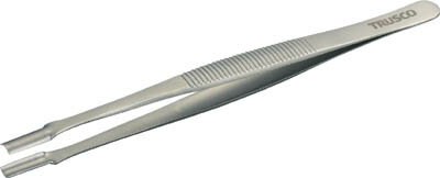 【メーカー型番】571-SA【JANコード】4989999266337【ブランド】TRUSCO 　【特徴】●コンデンサーやコイルなどの取り外し、装着に最適な組み立て用ピンセットです。【用途】●φ3.7〜10mmまでの部品用。【仕様】●全長(mm):150●幅(mm):9.5●先端:たて型（5.6mm）●質量(g):30【材質／仕上】●耐酸耐磁ステンレス（SUS304L）【セット内容／付属品】【注意】【原産国】スイス【送料について】北海道、沖縄、離島は送料を頂きます。
