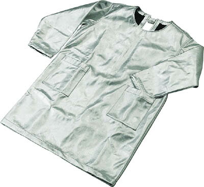 【メーカー型番】TSP-3XL【JANコード】4989999214543【ブランド】TRUSCO 　【特徴】●耐炎繊維織物（高密度品）にアルミ蒸着フィルムをラミネートして遮熱性を向上させています。●熱伝導性を下げる裏生地はすべりも良く、中の衣服にまとわり付かずスムーズに作業でき、着脱も容易です。●アスベストや皮膚刺激のあるガラス・シリカ繊維を含みません。【用途】●ボイラー・炉前などの輻射熱の高い作業現場。【仕様】●サイズ:XL●着丈(cm):105●肩幅(cm):50●色:シルバー●質量(kg):1.65●胴囲(cm):130●生地厚み:約1.3mm●耐熱温度範囲:0〜150℃●袖丈(cm):56【材質／仕上】●耐炎繊維の朱子織物（高密度品）にアルミ蒸着フィルムをラミネートしたもの【セット内容／付属品】【注意】【原産国】日本【送料について】北海道、沖縄、離島は送料を頂きます。