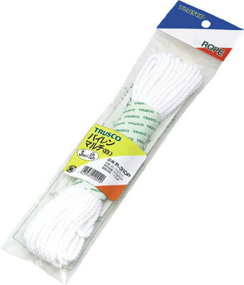 TRUSCO パイレンカラーロープ 3つ打 線径3mmX長さ10m 白【R-310P W】(ロープ・ひも・ロープ)