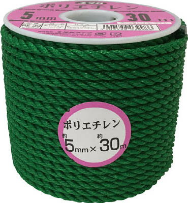 ユタカ ロープ PEカラーロープボビン巻 5mm×30m グリーン RE33