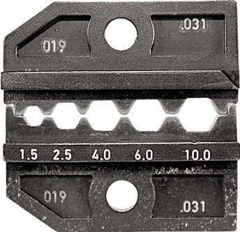 【商品詳細】●圧着システムプライヤー（PEW12）用の圧着ダイスセットです。●全長(mm):65●適合機種:本体品番:624-000-3、R624-281-3-0、R624-369-3●圧着能力(mm[[の2乗]]):1.5、2.5、4.0、6.0、10.0●端子:圧着スリーブ●適合機種:624-000-3、R624-281-3-0、R624-369-3●クロムバナジウム鋼【送料について】北海道、沖縄、離島は送料を頂きます。