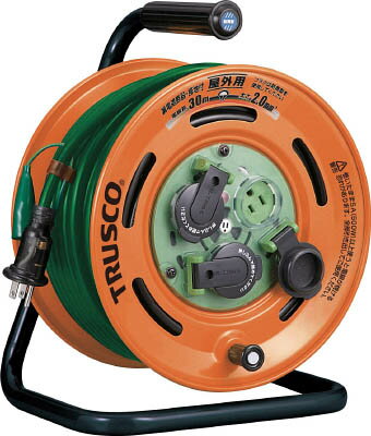 TRUSCO 屋外型コードリール30m 防雨型 ブレーカー 漏電防止付キ TBE30KC【送料無料】