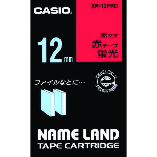 Rakuten - カシオ ネームランド用蛍光赤色テープに黒文字12mm XR12FRD
